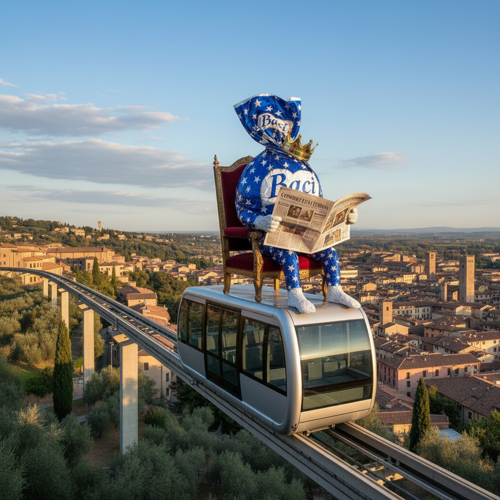 KI-Bild, von Google Gemini geriert: Baci auf der Minimetro